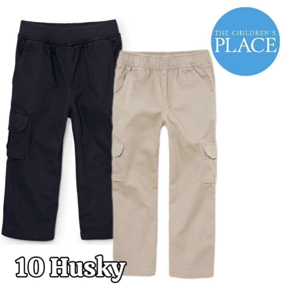Children's Place Pull On Stretch Waist Wide Leg Cargo Pants Black & Sandwashed